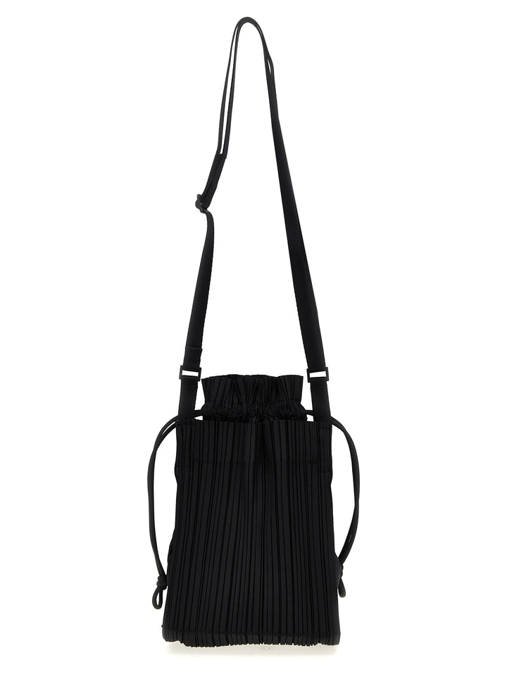 Square Pleats Crossbody Bags Black