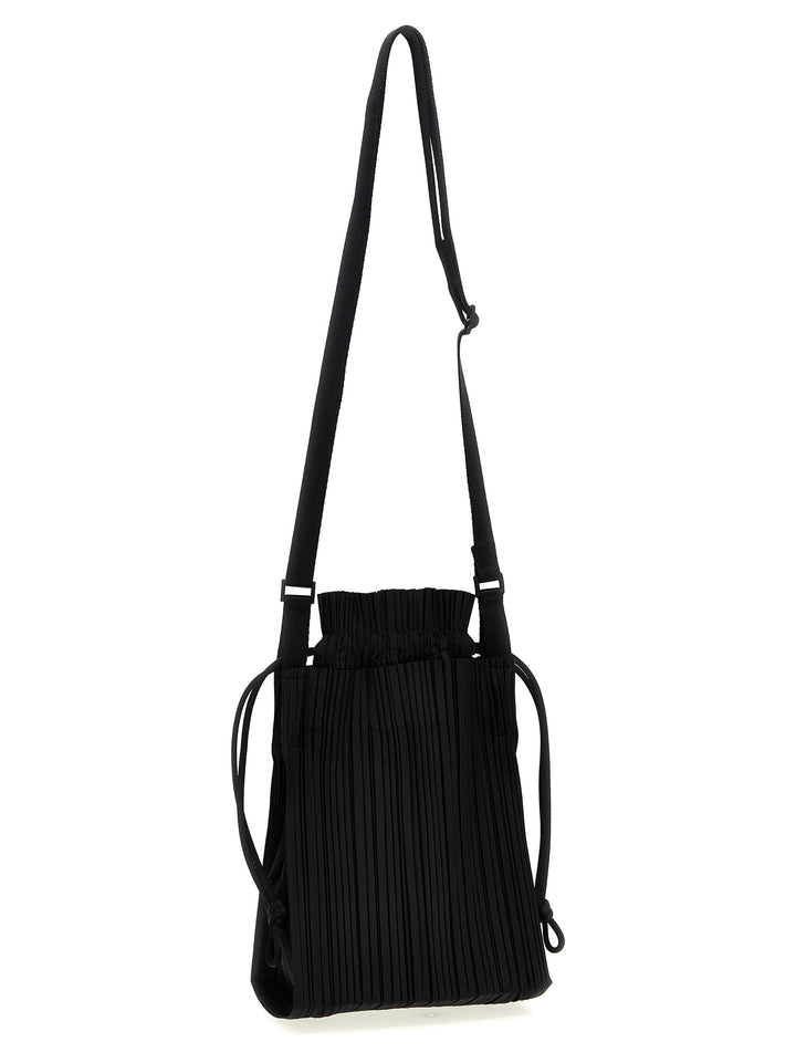 Square Pleats Crossbody Bags Black