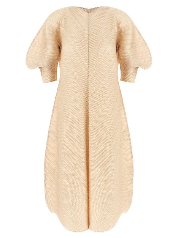 Sculptural Sleeve Dress Dresses Beige