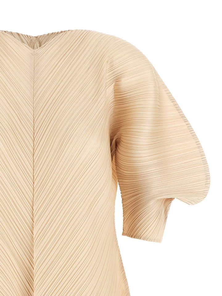 Pleats Please Issey Miyake Sculptural Sleeve Dress Dresses - Beige | 23c8f3a3694b57929174c4c251457685e4f28dc1