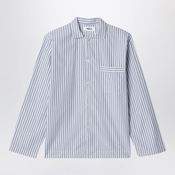 White/Light Blue Striped Pajama Shirt