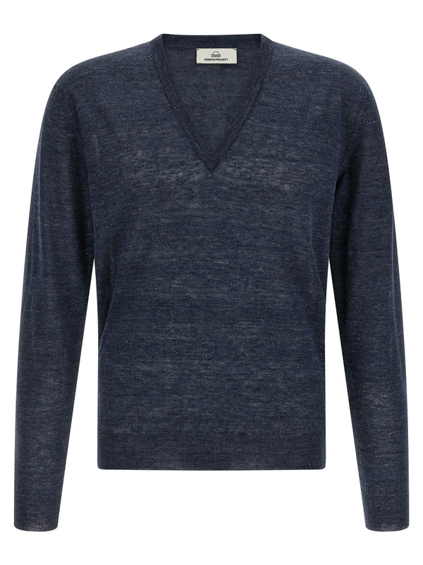 Linen And Silk Sweater Sweaters And Cardigans Blue