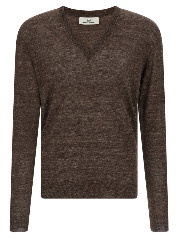 Linen And Silk Sweater Sweaters And Cardigans Brown