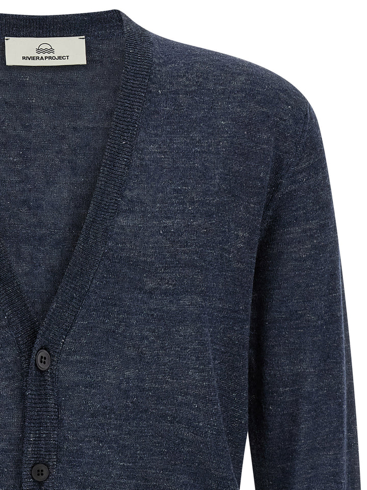 Riviera Project Linen Silk Cardigan Sweaters and Cardigans - Blue | 8dc6c9afd00ff32a8e9c4ab6eea9918786cee745