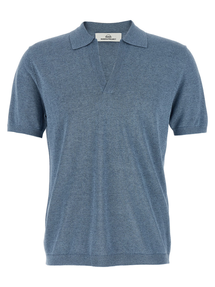 Riviera Project Open Collar  Shirt Polo - Light Blue | 9d3404f65c43ca79becd40fb7380183316faa12f