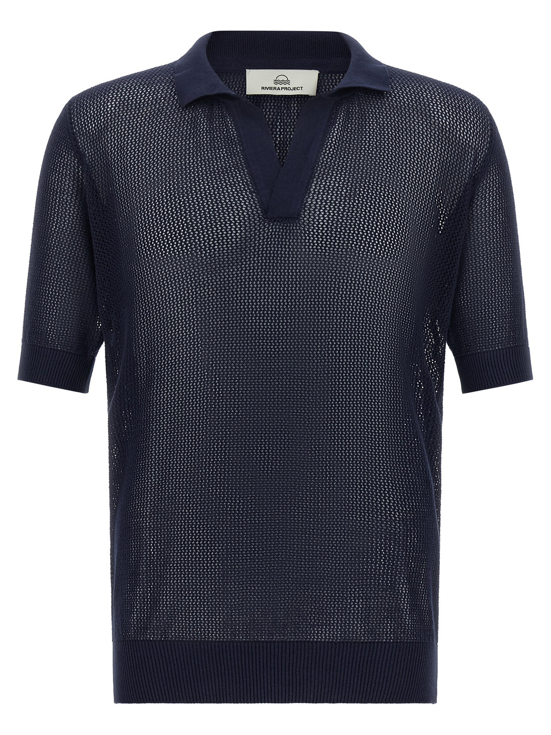 Riviera Project Openwork Cotton  Shirt Polo - Blue | a36f588488724b2ed89b05e663024fbe9ba88e14