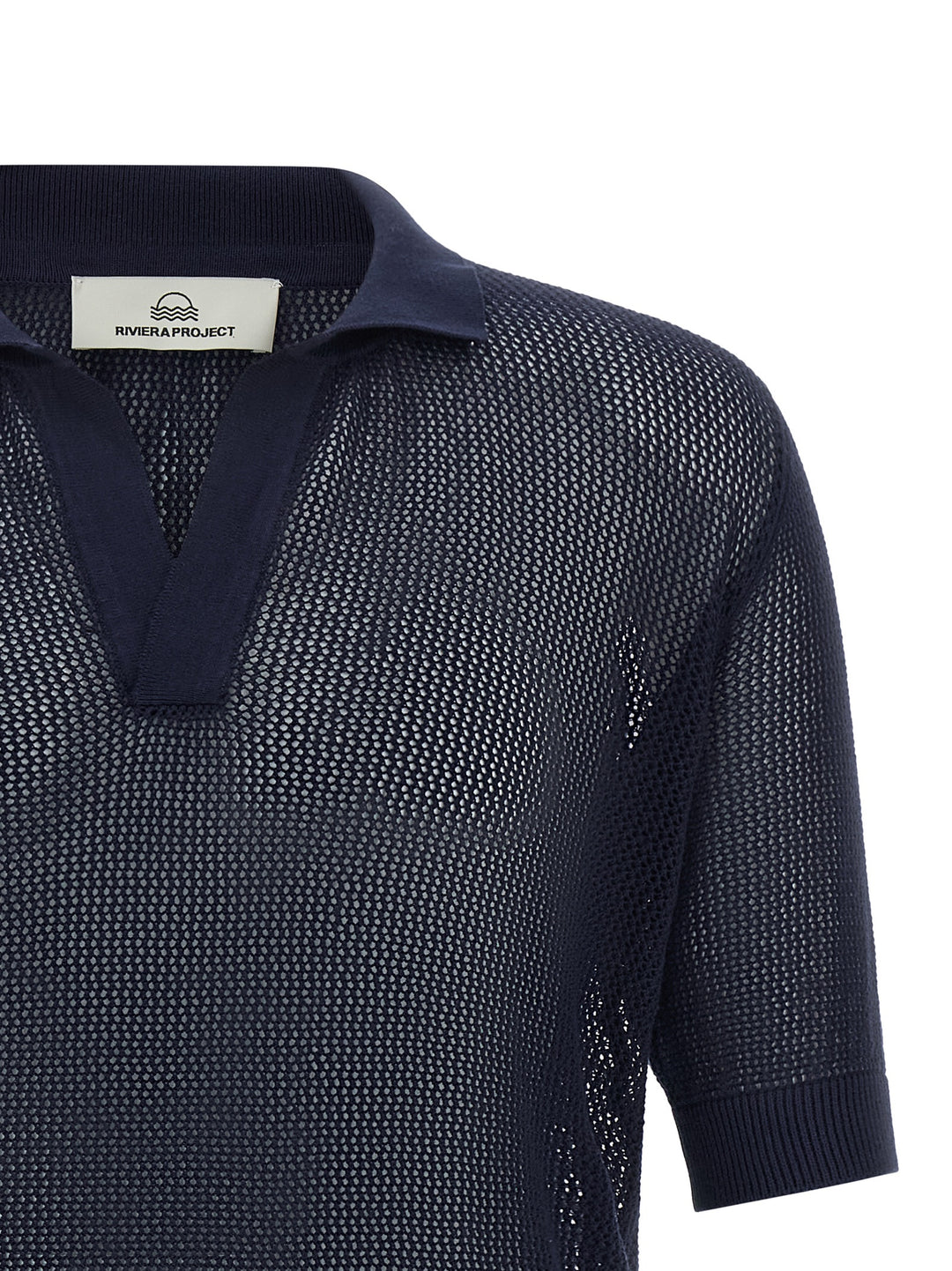 Riviera Project Openwork Cotton  Shirt Polo - Blue | e352af34966c59b6b46bab037c42a90acbe7713a