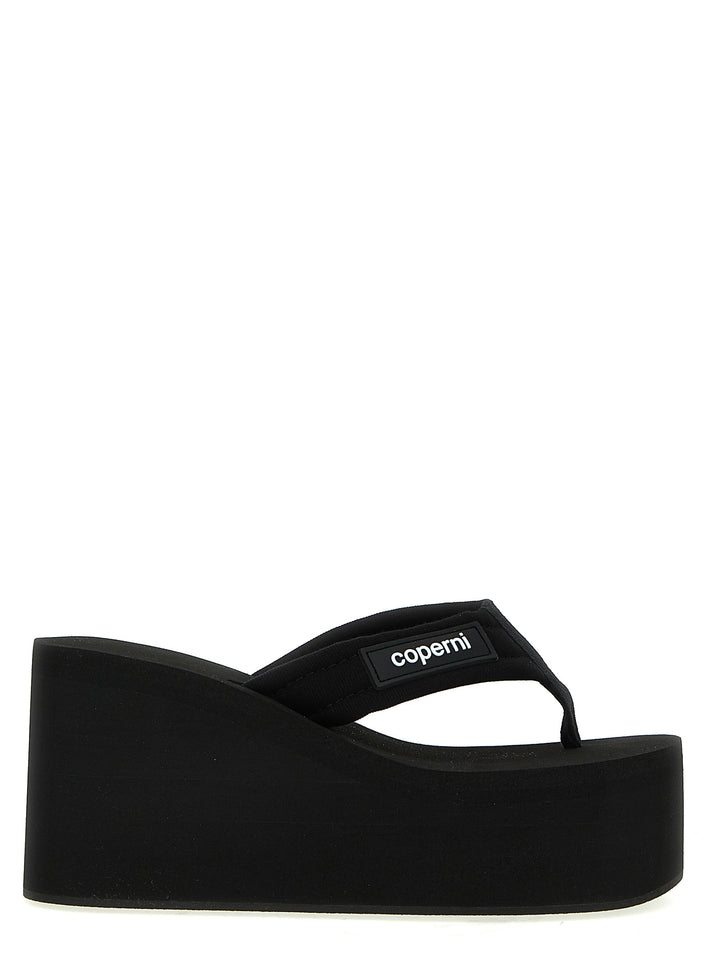 Branded Wedge Sandals Black