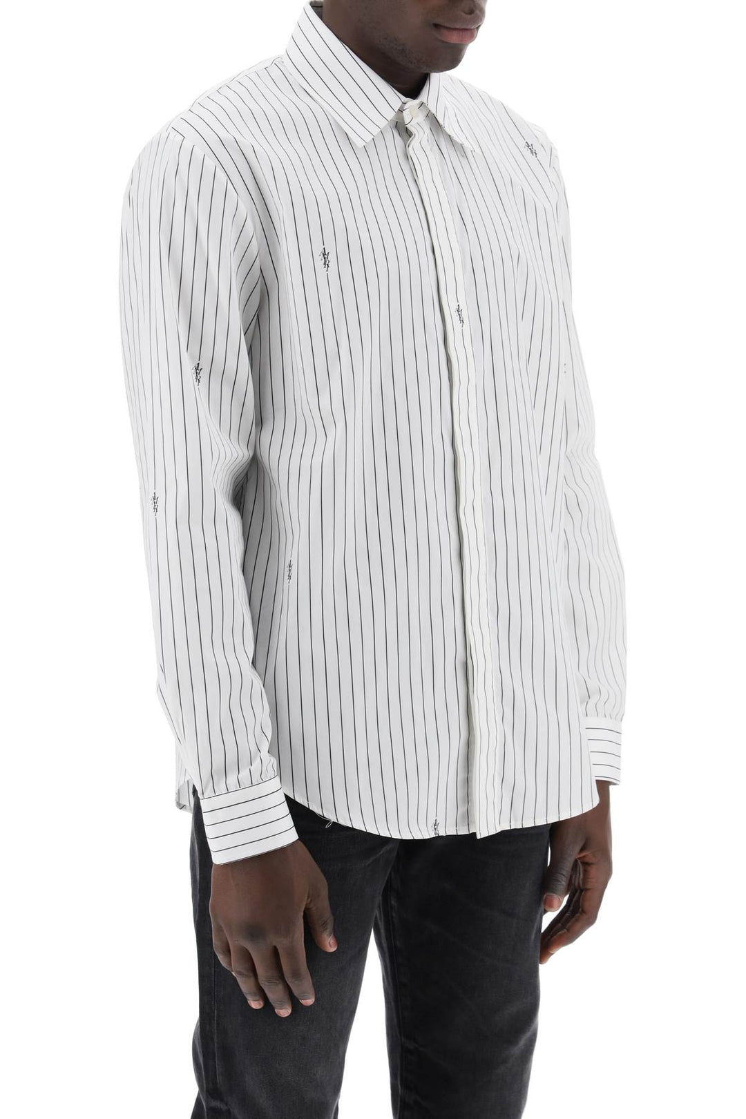 Camicia Gessata Con Logo Staggered