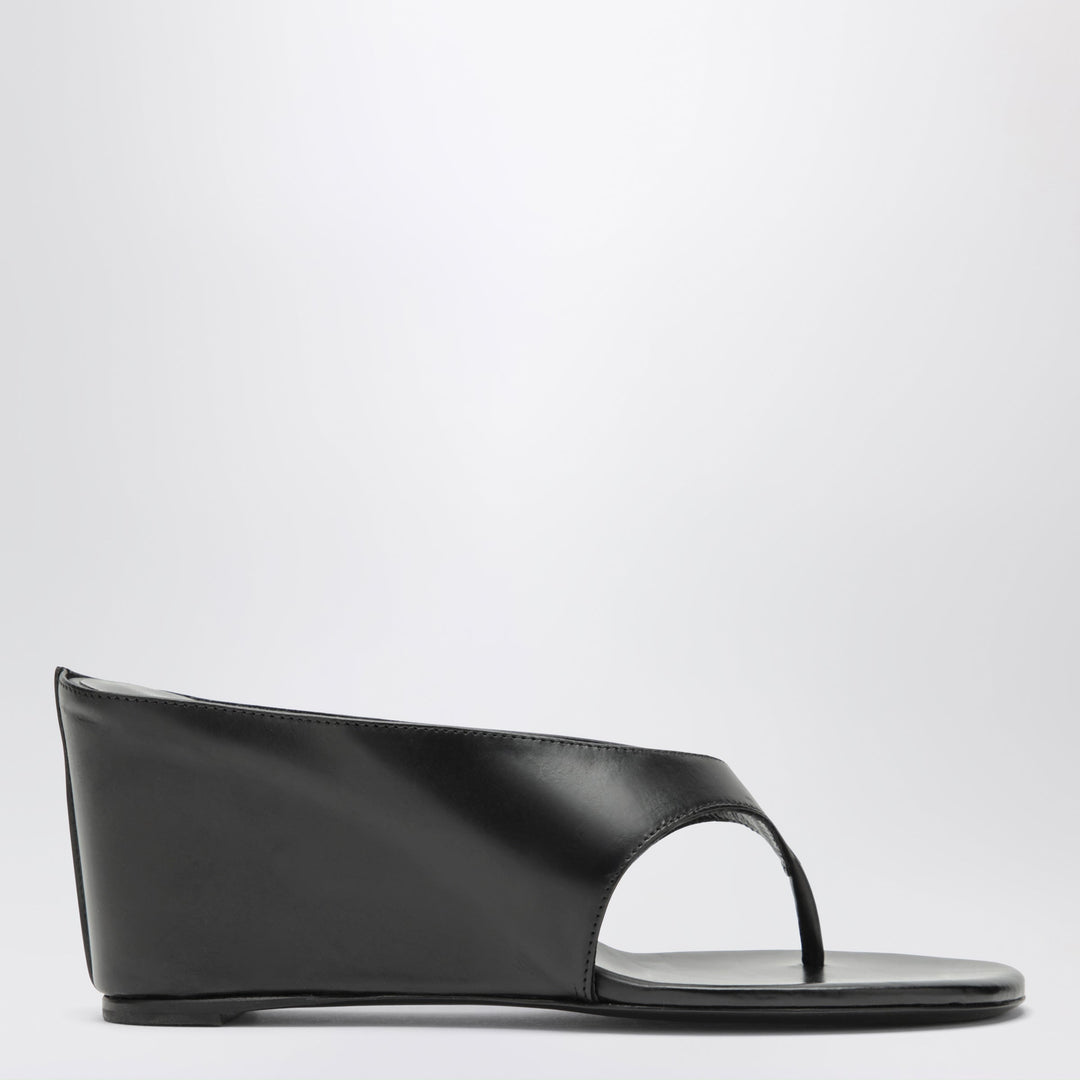 Jude Black Leather Thong Sandals