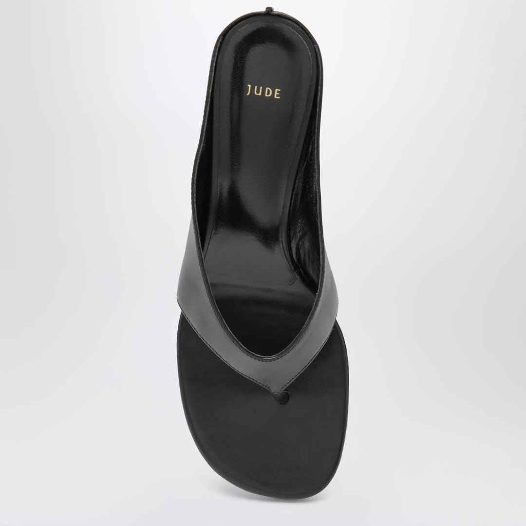 Jude Black Leather Thong Sandals