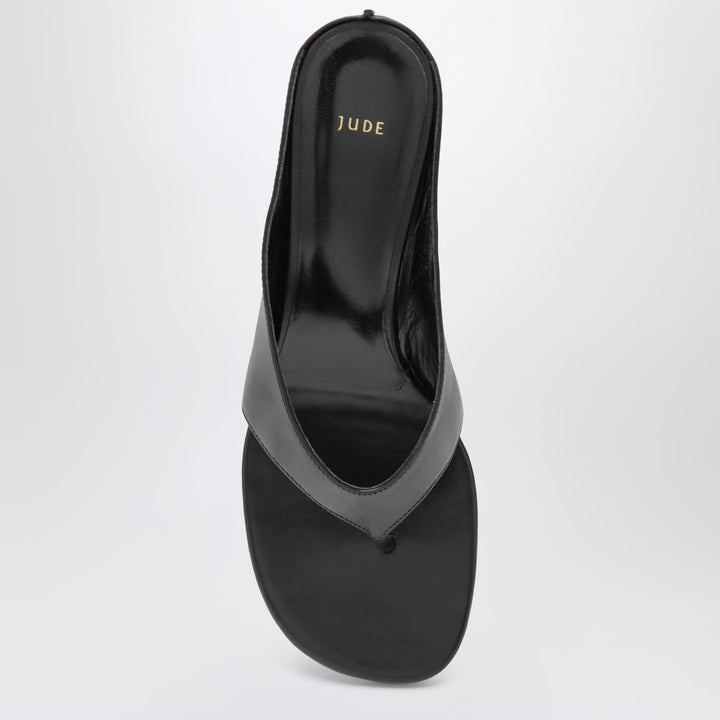 Jude Black Leather Thong Sandals