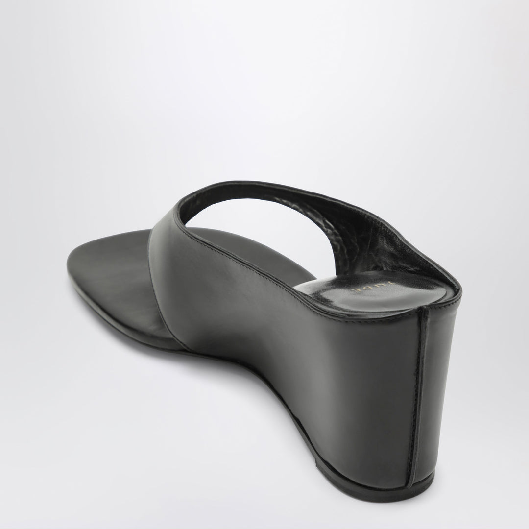 Jude Black Leather Thong Sandals