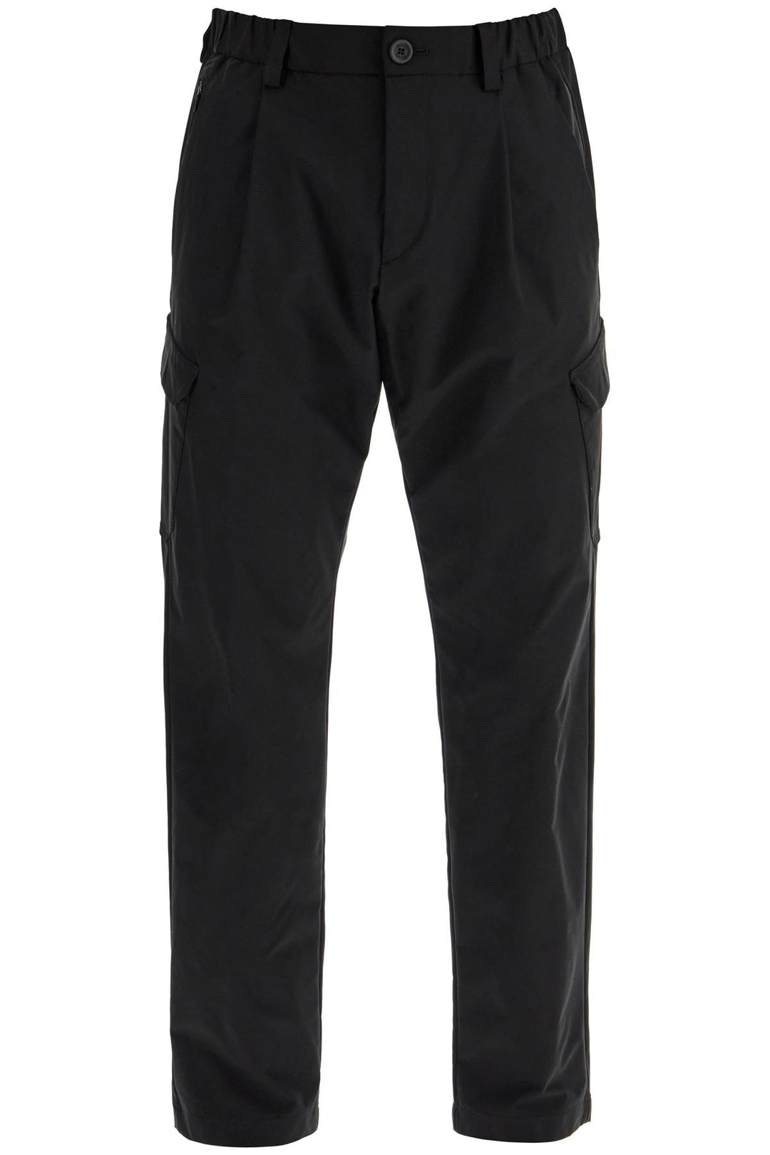 Black Polyester Pants With Patch Pockets