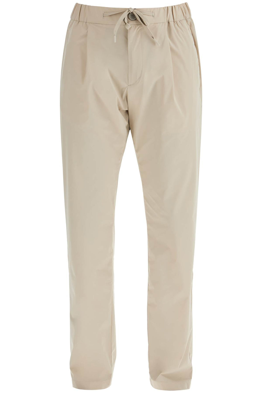 Beige Nylon Straight Pants