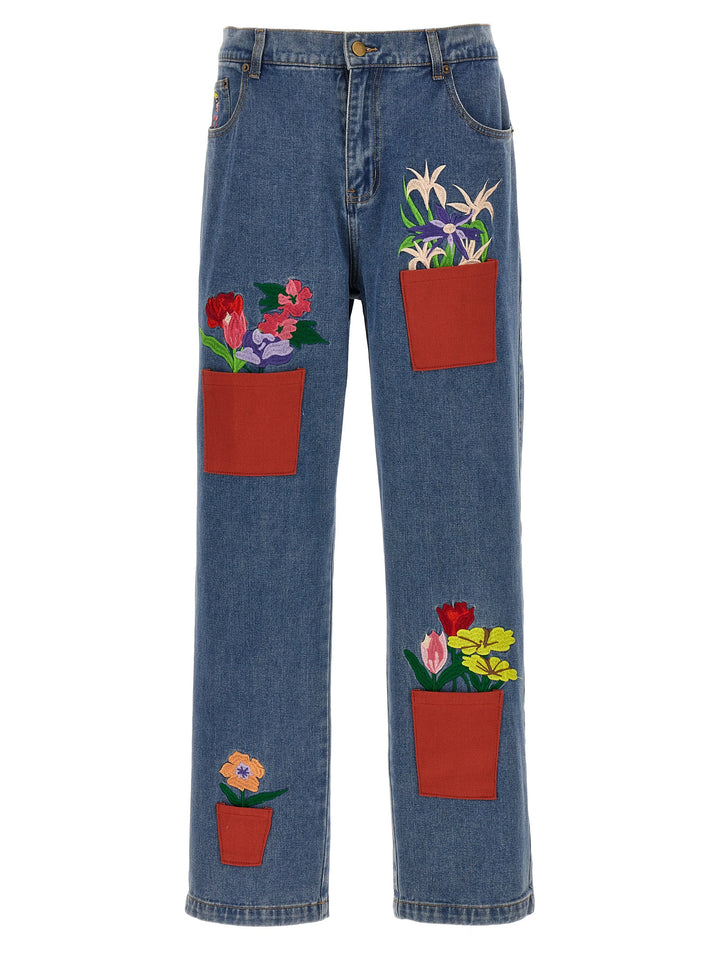 Flower Pots Jeans Blue