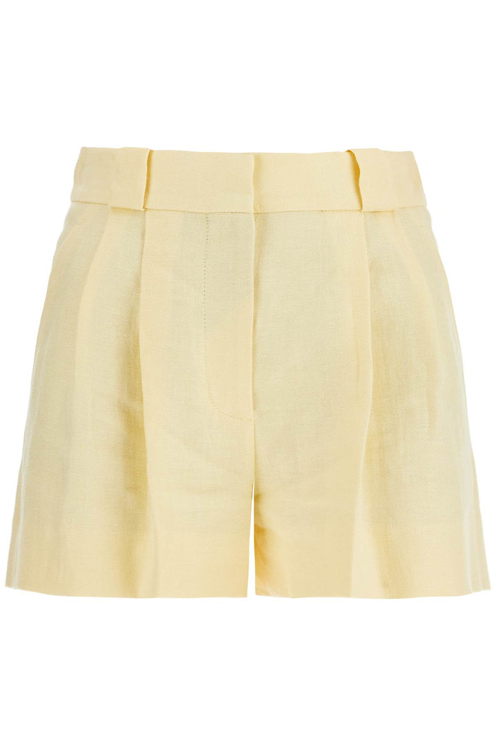 Light Yellow High Waisted Linen Shorts