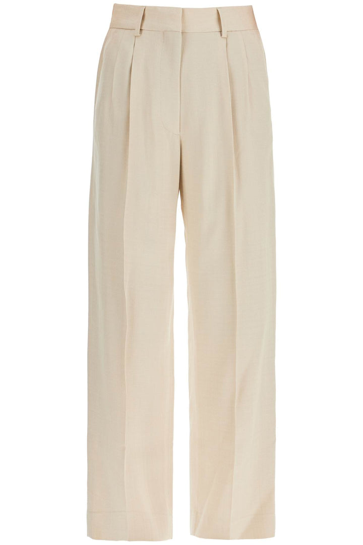 Ivory Viscose Pants With Embroidered Pocket