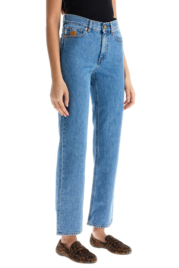 Light Blue Cotton Jeans With Distinctive Embroidery