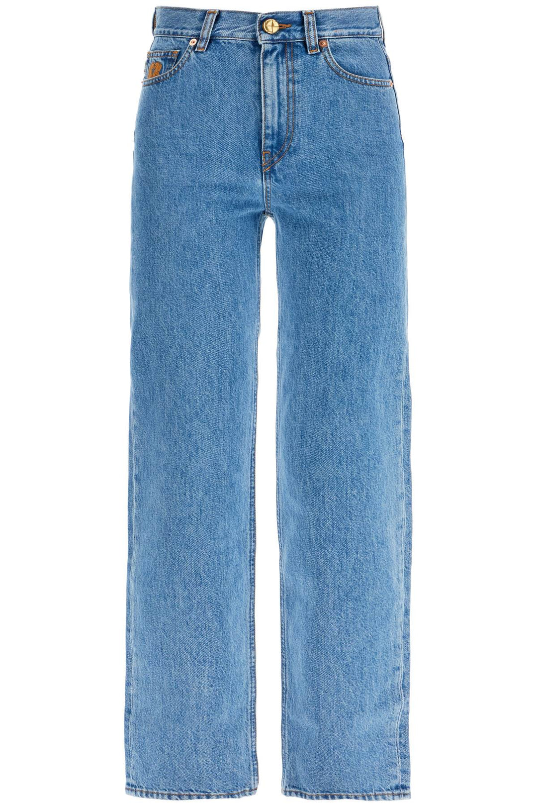 Light Blue Cotton Jeans With Distinctive Embroidery