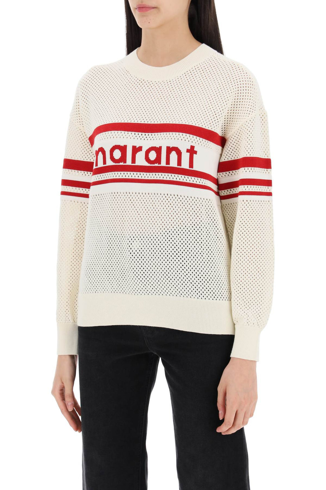 Pullover In Maglia Traforata Con Logo Arwen