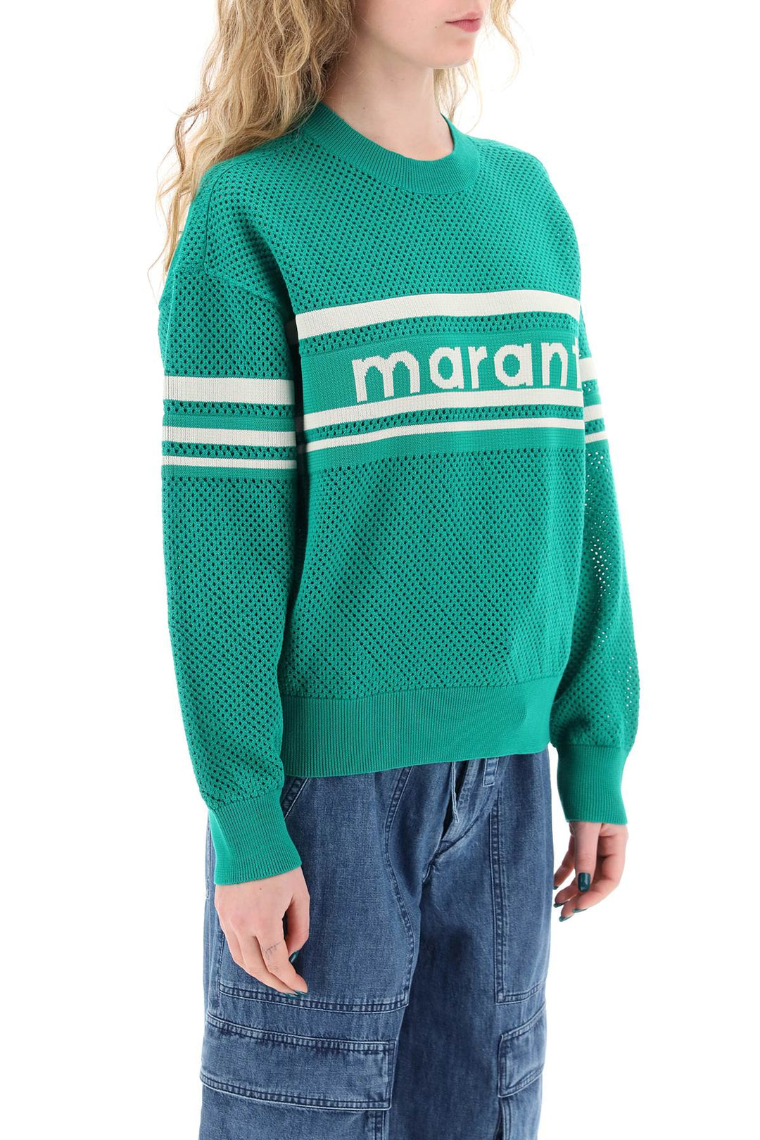 Pullover In Maglia Traforata Con Logo Arwen