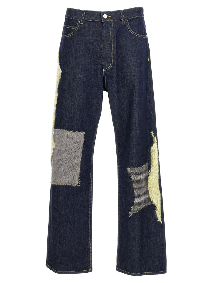 Knitted Insert Jeans Blue