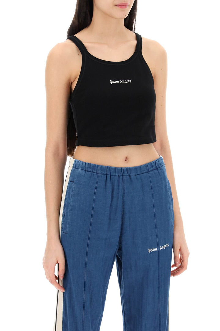 Crop Top Con Logo Ricamato