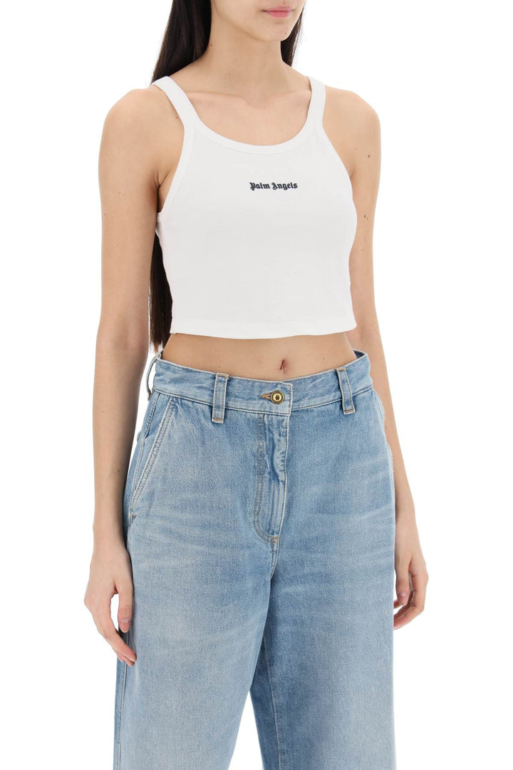 Crop Top Con Logo Ricamato