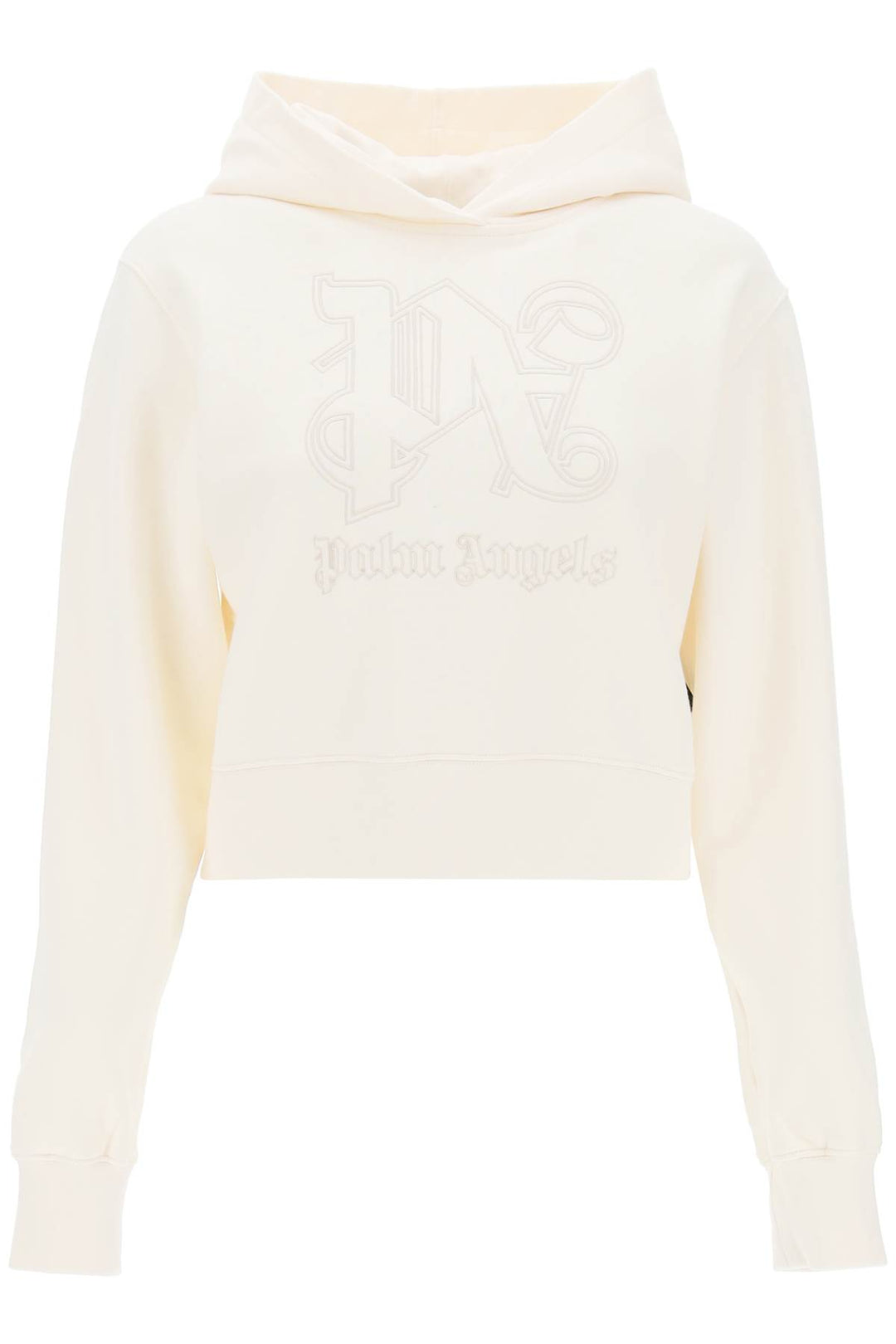 Cropped Hoodie With Monogram Embroidery