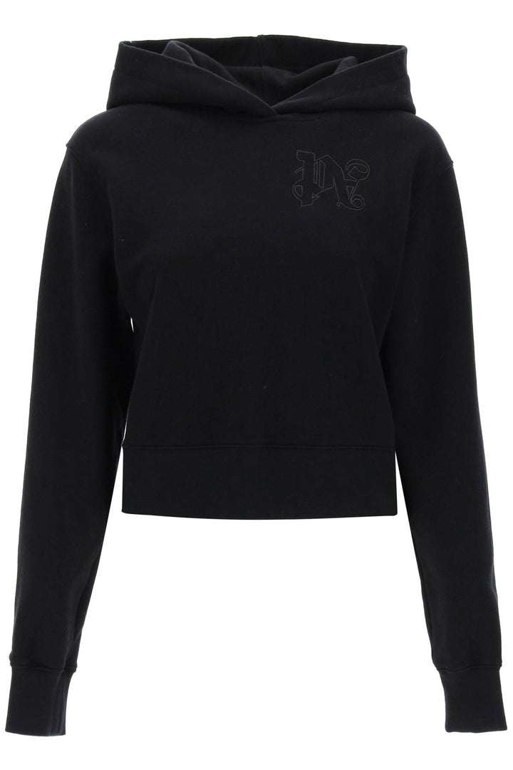 Cropped Hoodie With Monogram Embroidery