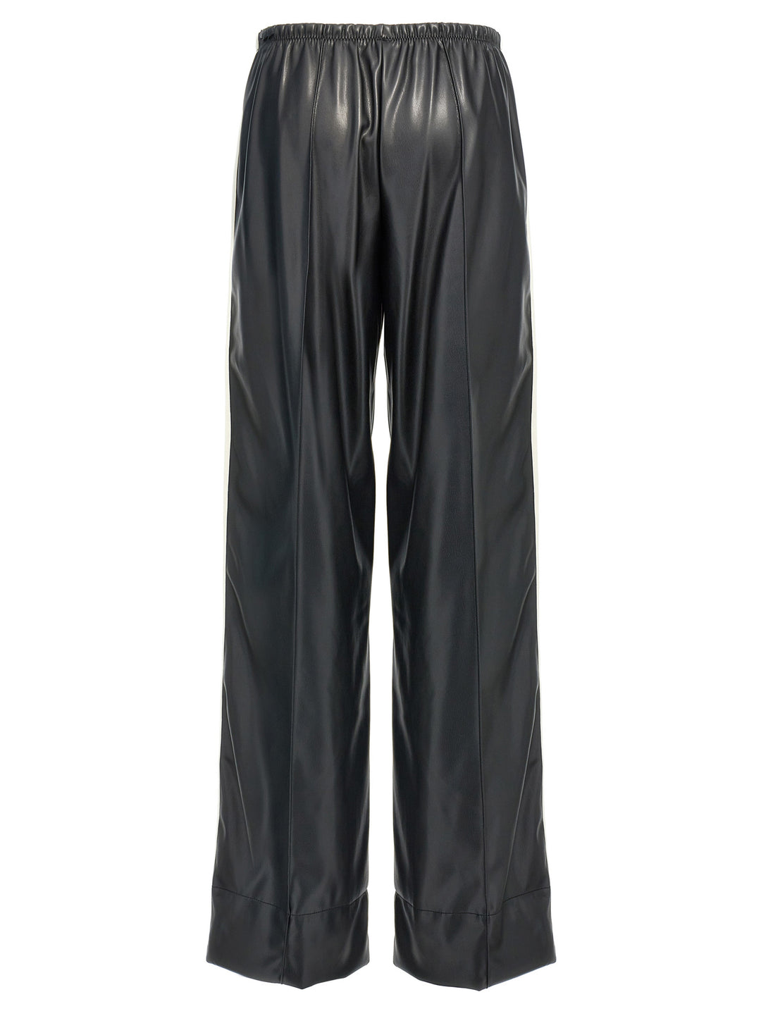 Leather Effect Track Loose Pants White/Black