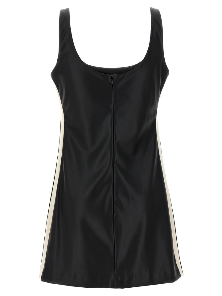 Leather Effect Track Dresses White/Black