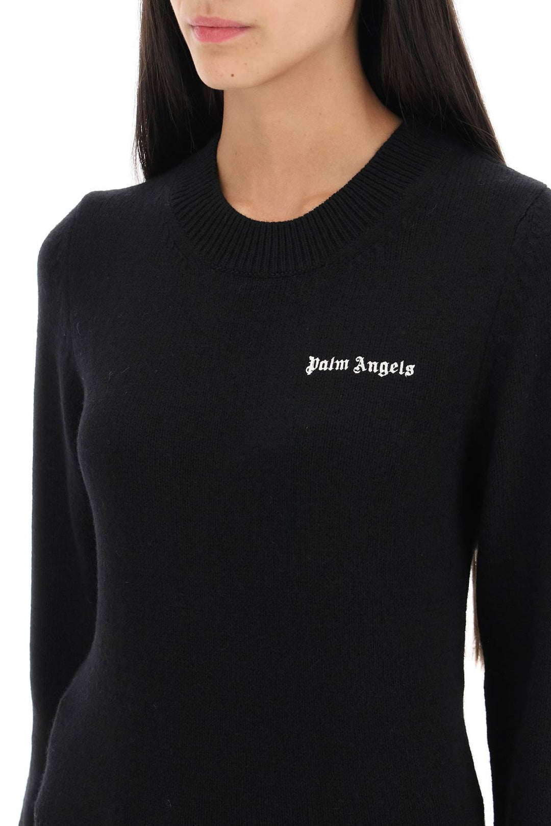 Cropped Sweater With Logo Embroidery