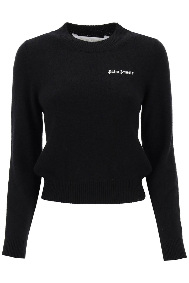 Cropped Sweater With Logo Embroidery