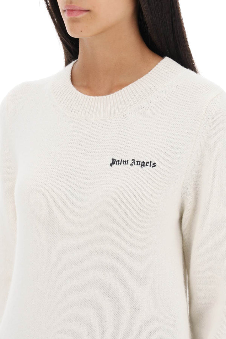 Cropped Sweater With Logo Embroidery