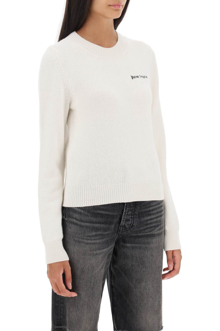 Cropped Sweater With Logo Embroidery