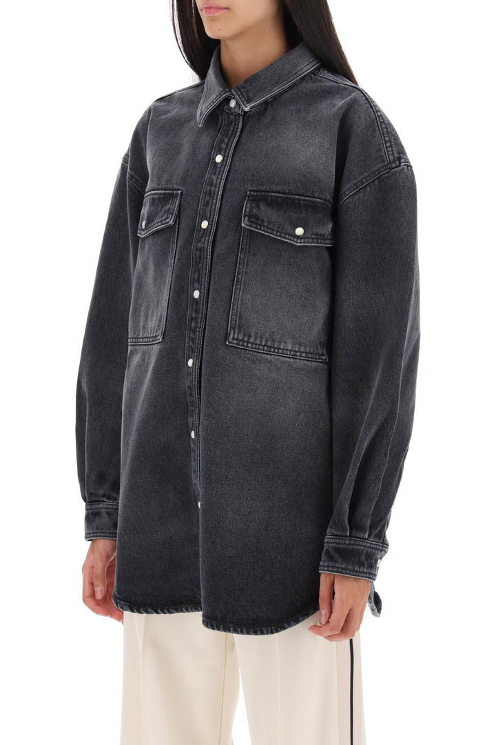 Oversized Snap Up Denim Shirt