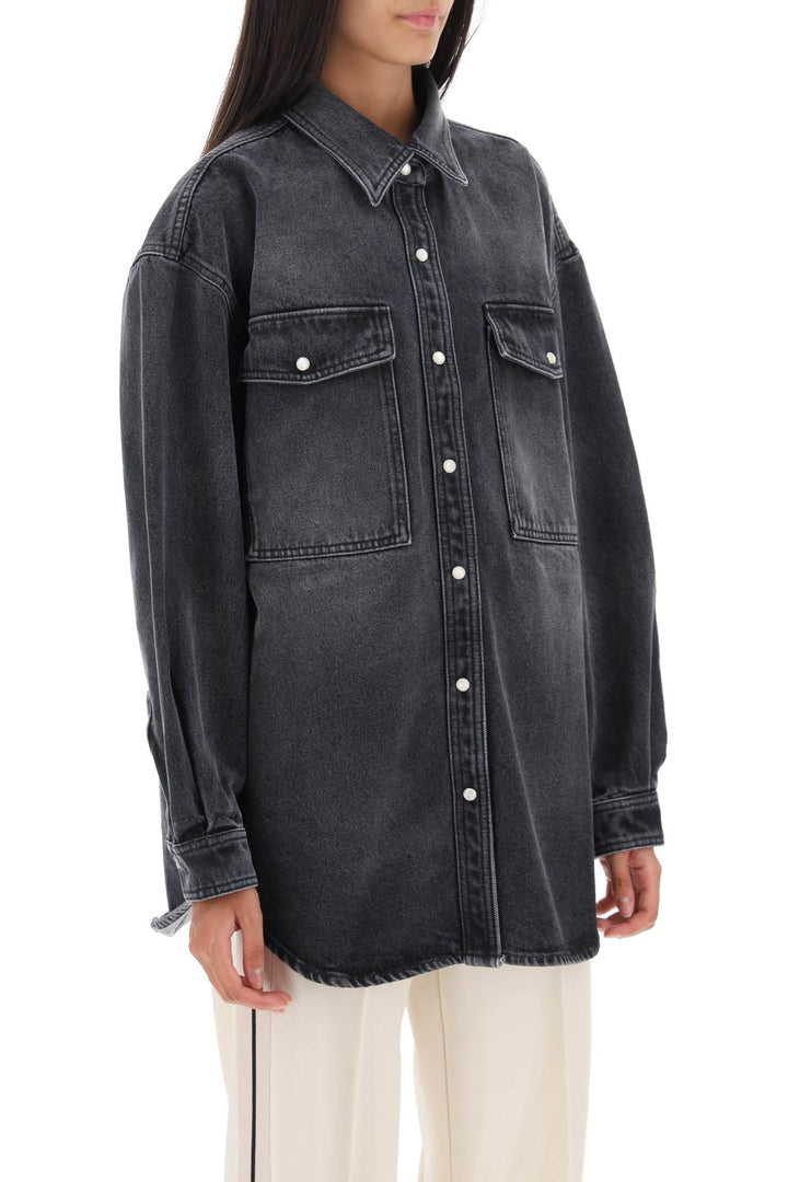 Oversized Snap Up Denim Shirt