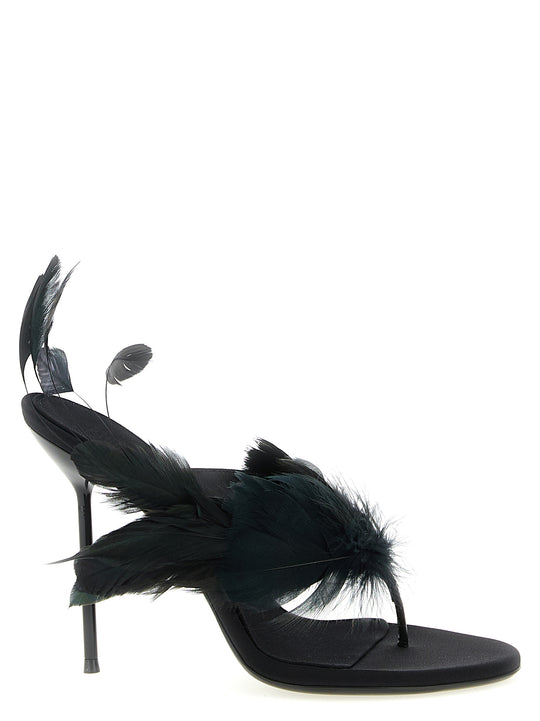 Lidia Feather Thong Sandals Black