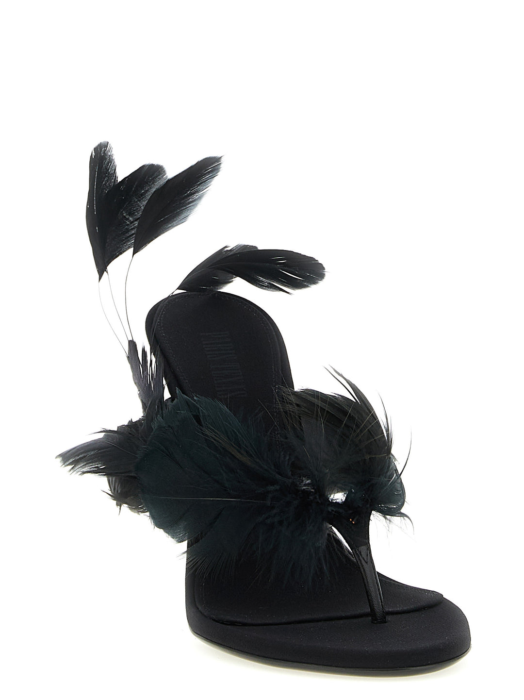 Paris Texas Lidia Feather Thong Sandals - Black | 073ef0867812f1969d13bfa7ae449a594585dc71