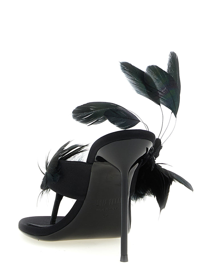 Paris Texas Lidia Feather Thong Sandals - Black | 70df16946bab762a8f03bfb91fbbe7a25a0f8ae1