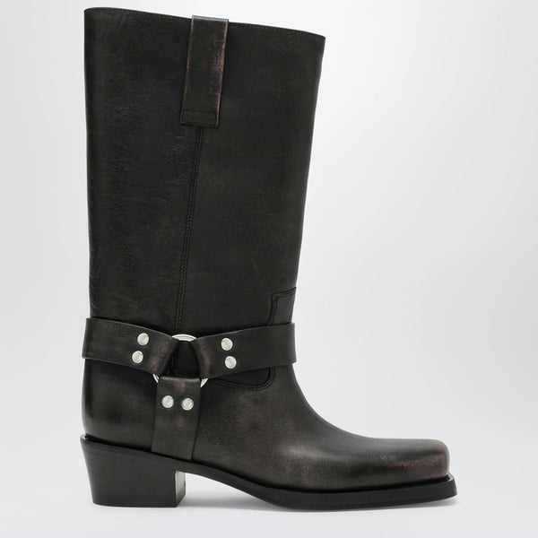 Black Roxy Boot In Brushed Leather