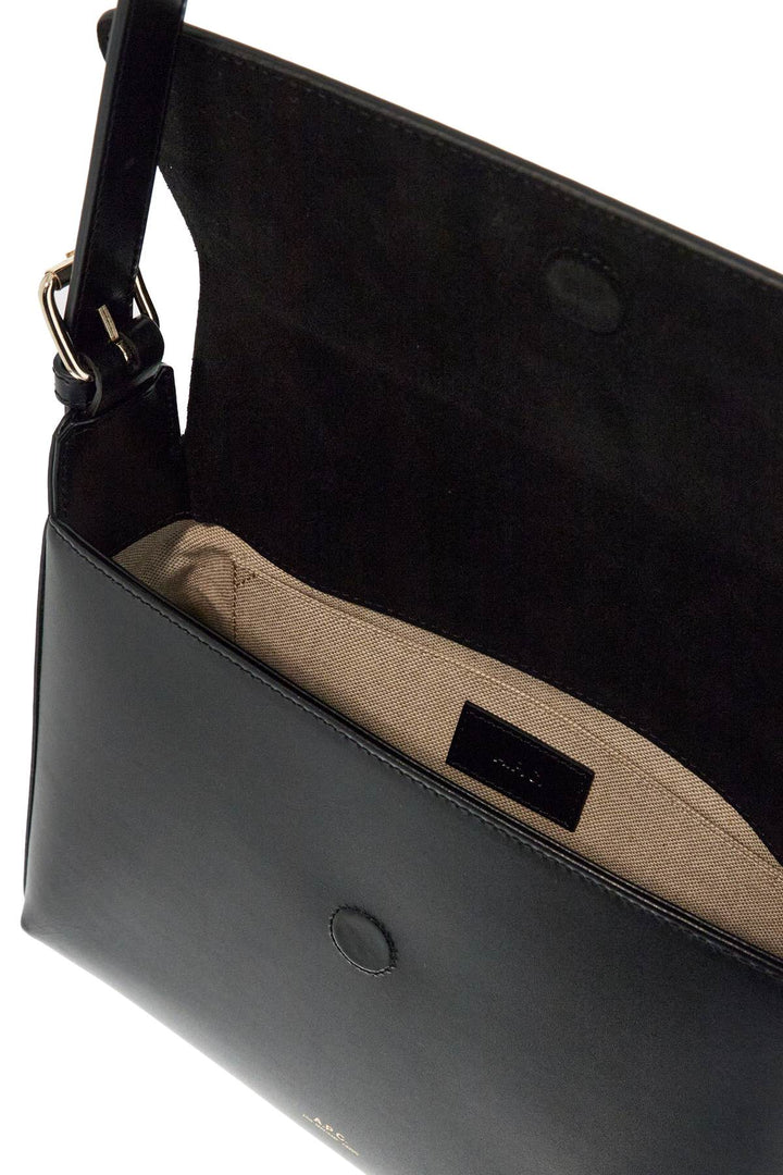 Minimalist Black Leather Women's Bag With Shoulder Strap And Flap Closure