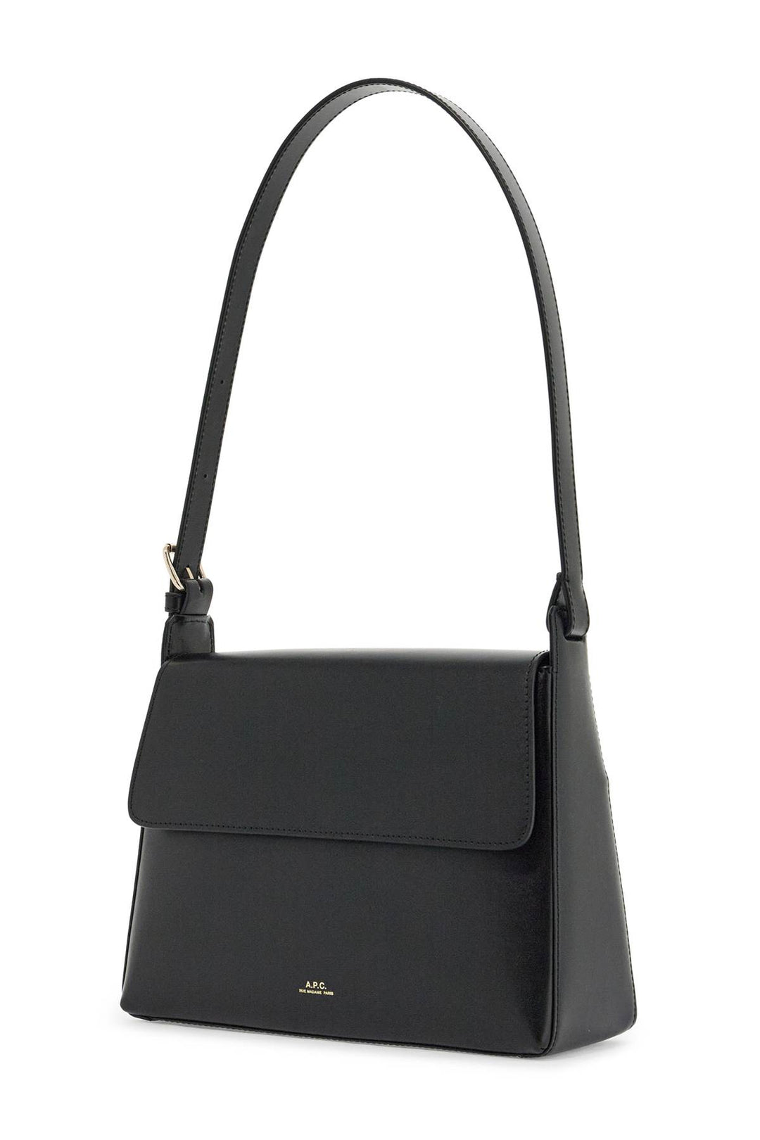 Minimalist Black Leather Women's Bag With Shoulder Strap And Flap Closure