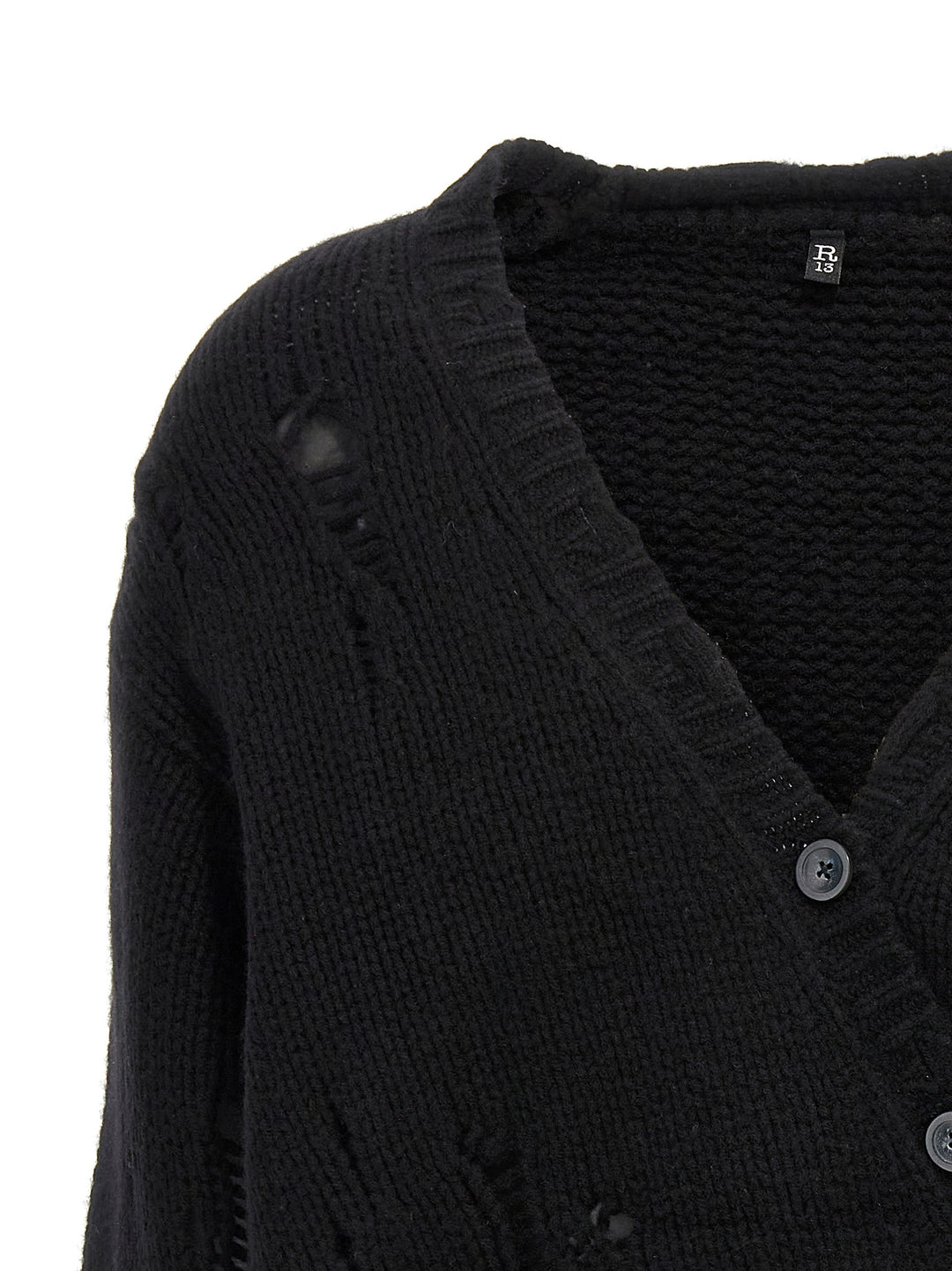 Crossover Distressed Sweater, Cardigans Black