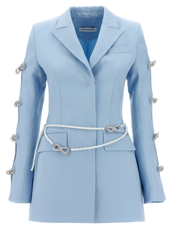 Bow And Pearl Blazer Dress Dresses Light Blue