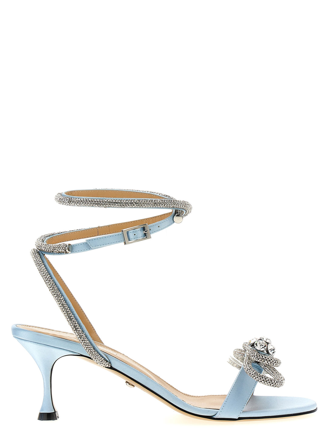 Double Bow Round Toe Sandals Light Blue