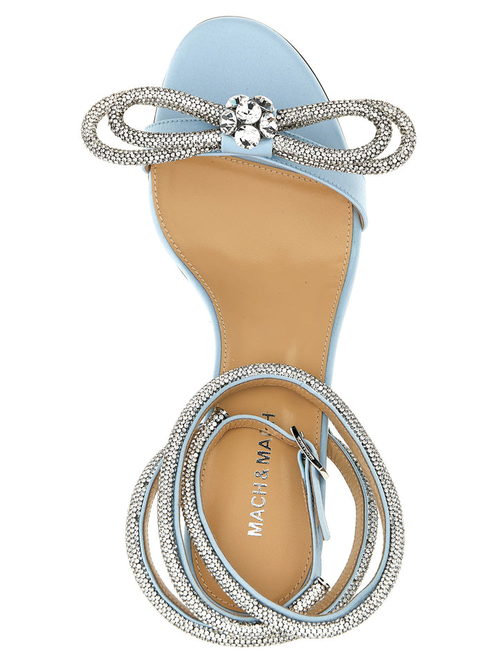 Double Bow Round Toe Sandals Light Blue