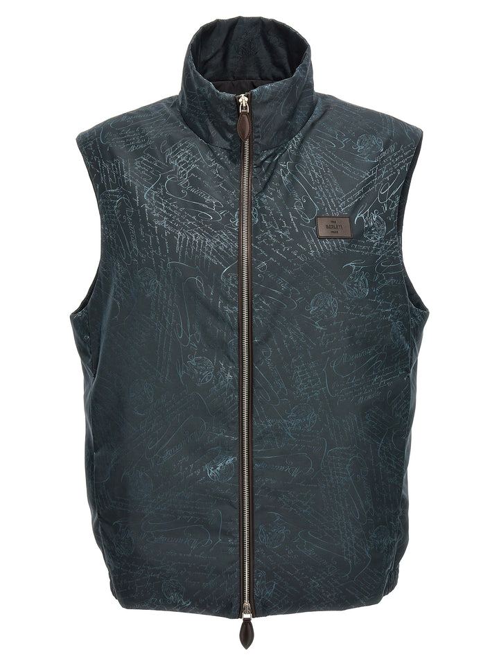 Iridescent Intarsia Vest Gilet Blue